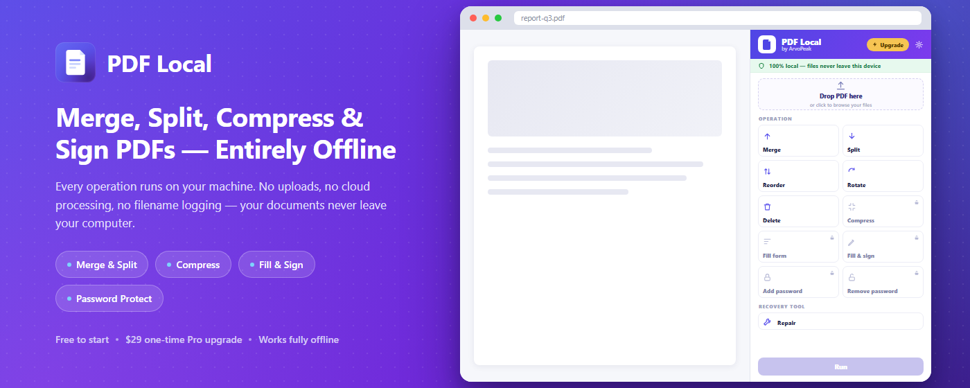 PDF Local — merge, split, compress and sign PDFs offline in Chrome