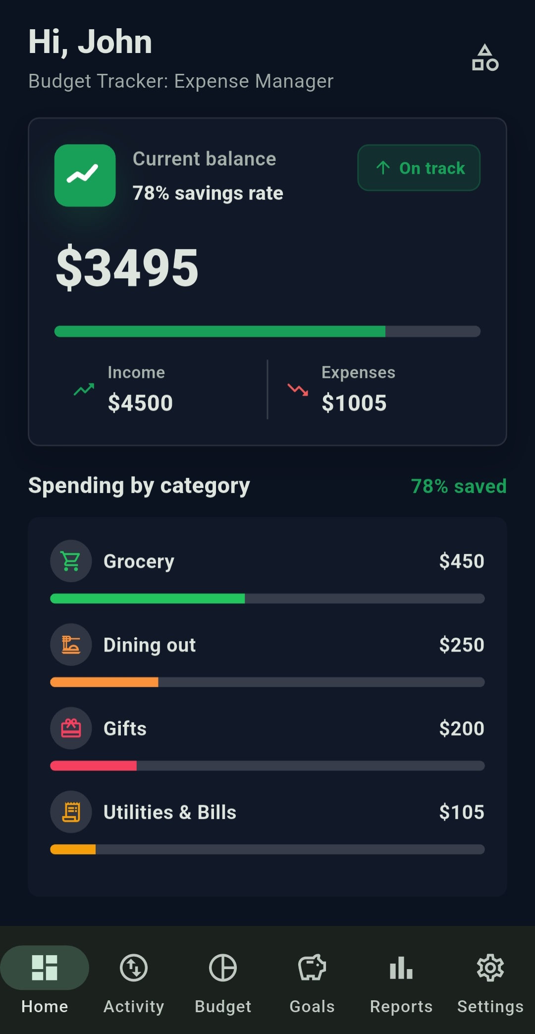 True Dark Mode — Budget Tracker: Expense Manager