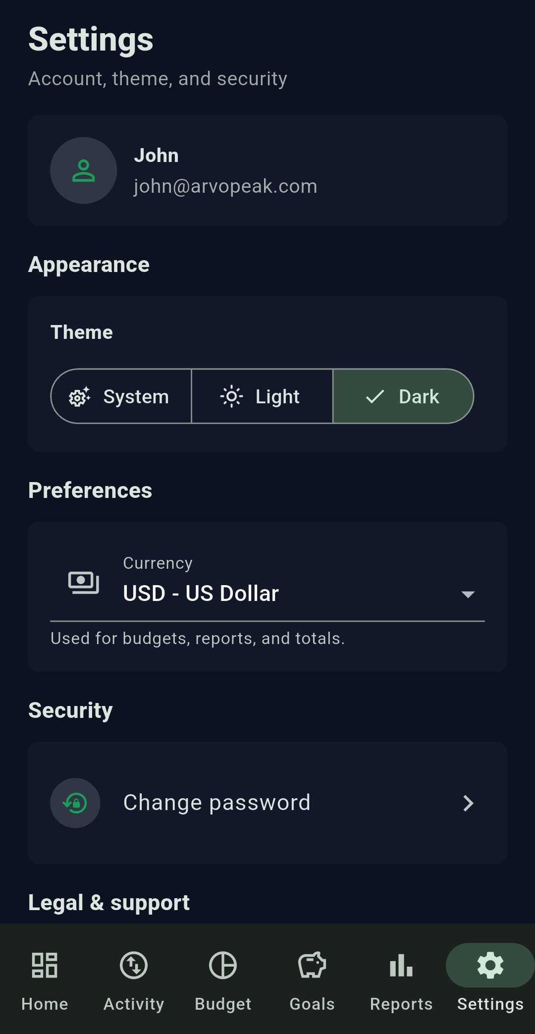 Theme & Currency — Budget Tracker: Expense Manager