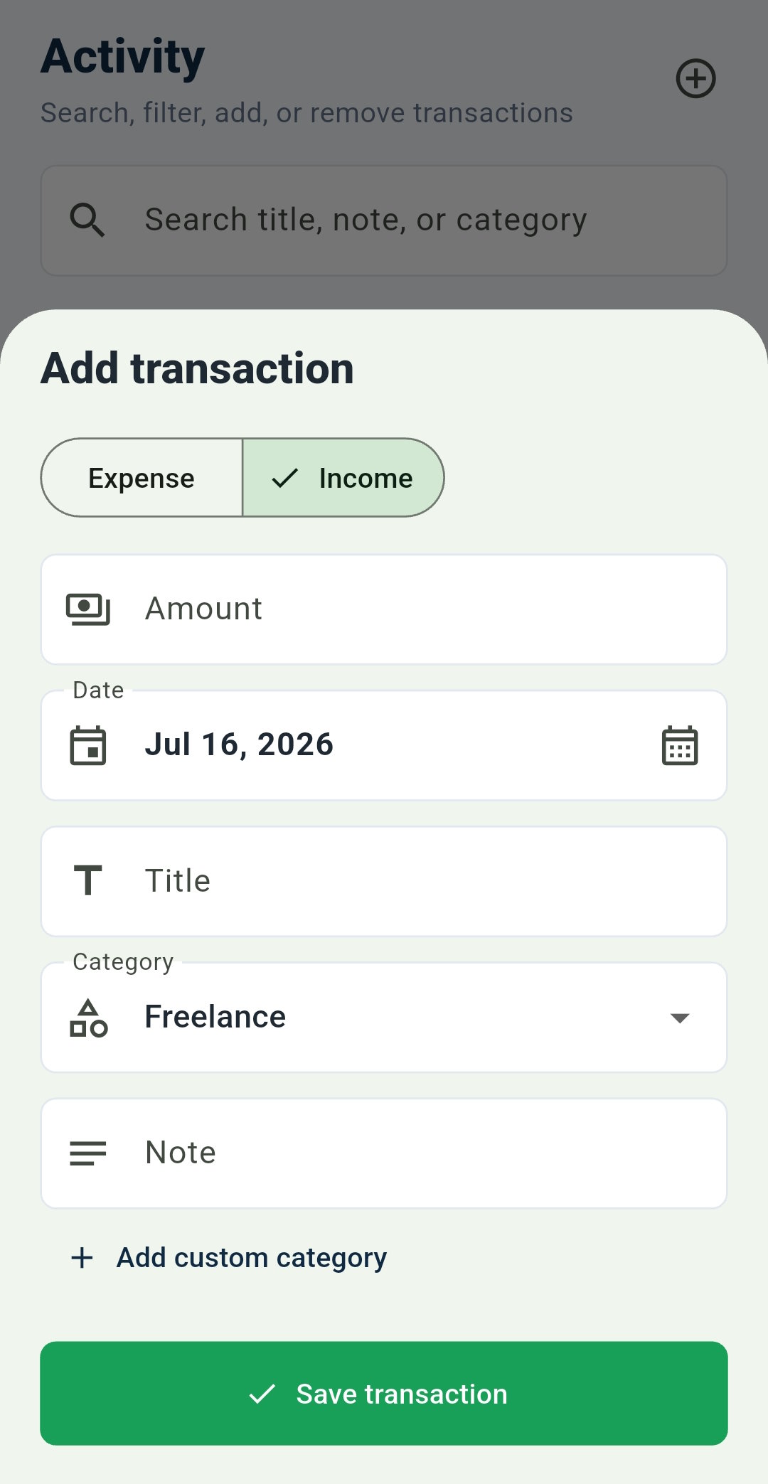Add Income — Budget Tracker: Expense Manager