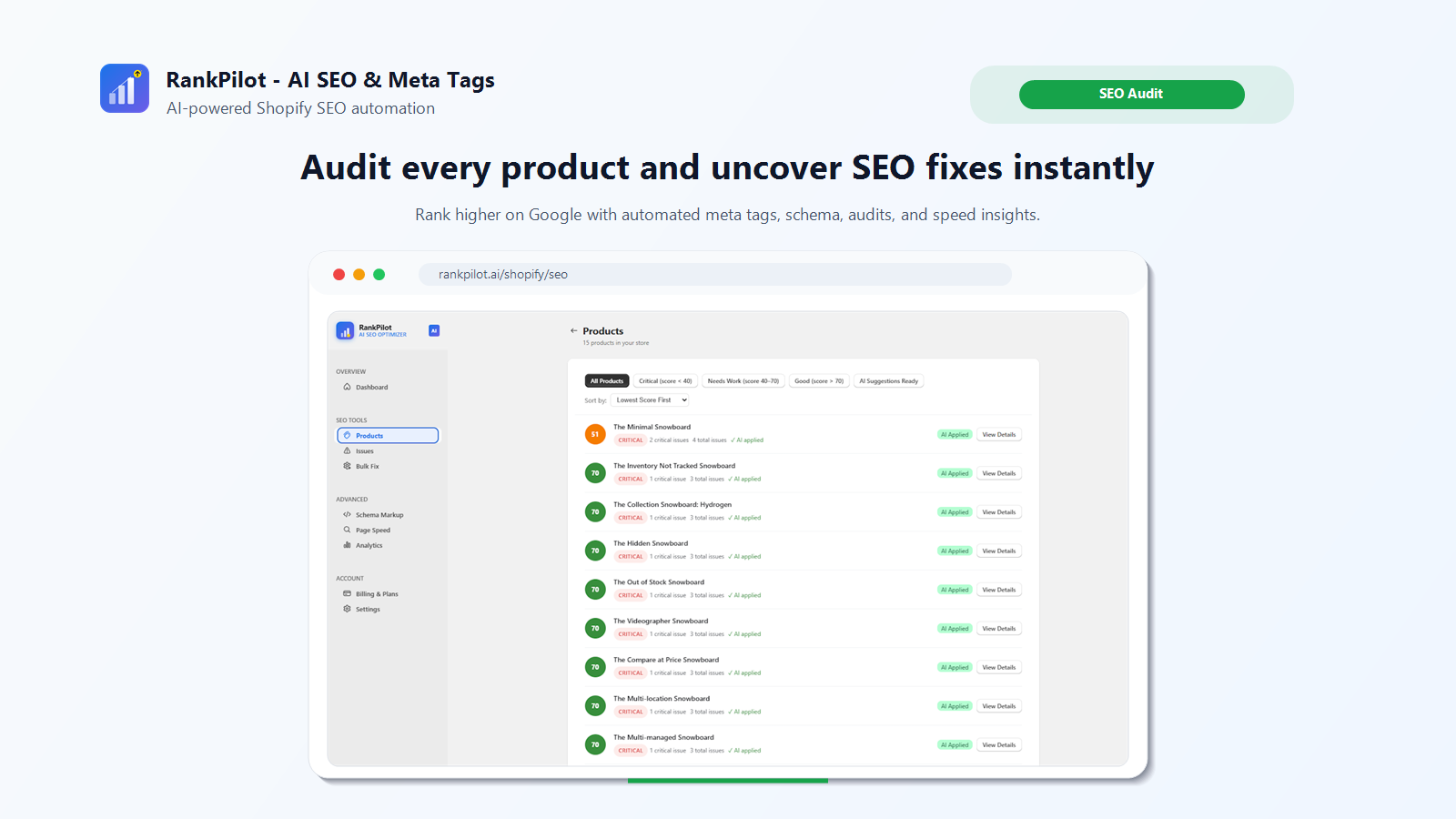 RankPilot — Feature Products Audit