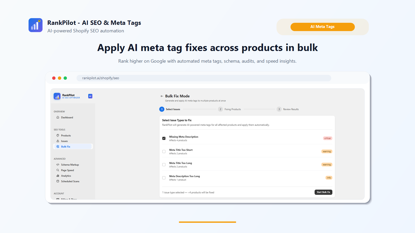 RankPilot — Feature Bulk Fix