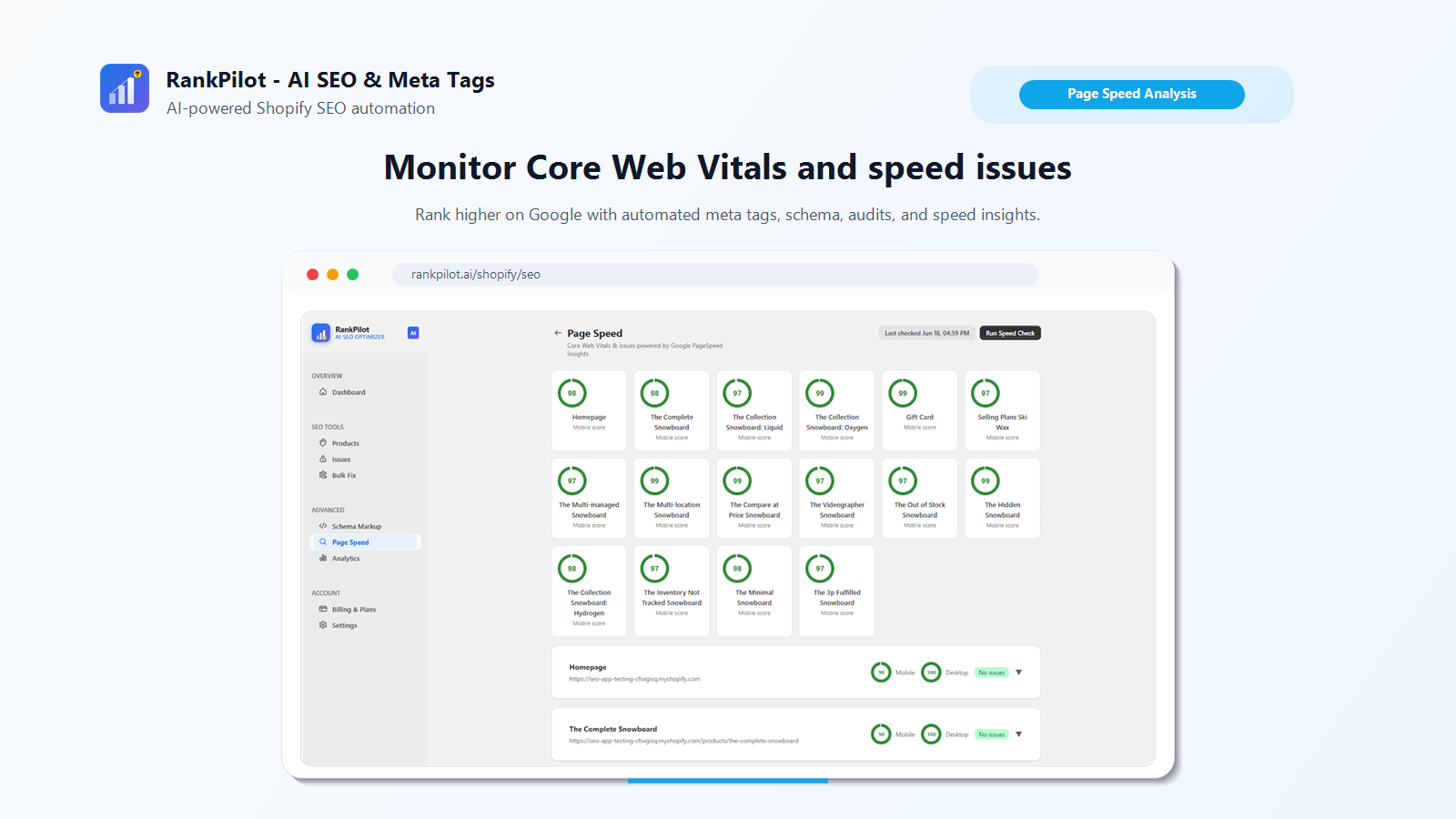 RankPilot — Feature Page Speed